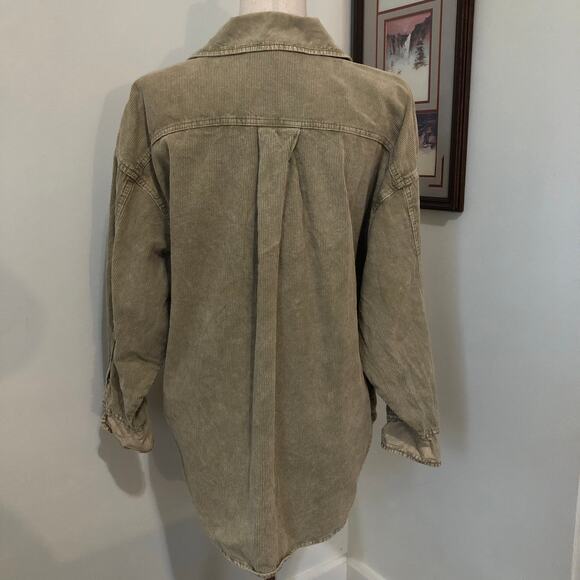 Mustard Seed Corduroy Button Up Shirt Jacket Shacket Small Cotton Pockets Boho - Picture 5 of 10